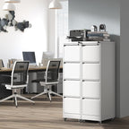 4 Drawer Locking File Cabinet with Wheels,White Metal Mobile Filing Cabinets,Vertical File Cabinet for Home Office,Heavy Duty Rolling Storage Cabinet for A4/Letter/Legal Size,Assembly Required