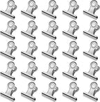 30 Pack Small Bull Clips 0.87 Inch Mini Metal Hinge Clips Binder Paper Hinge Clip for Office, Home, School, Shops, Silver, 22mm