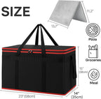 Bodaon Insulated Food Delivery Bag With Hard Bottom, XXXL Pizza Cooler Bags, Rideshare Delivery Bag, Grocery Shopping and Catering Thermal Cold/Hot Styrofoam Carrier for Travel/Car