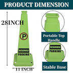 BESEA Reserved Parking Cone 3 Pack, 28" No Parking Sign Cone with Weighted Base, Green 4-Sided “ Reserved Parking” Warning Cone for Driveways Business Parking Lots Garages Indoor/Outdoor