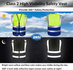 BeautyWill Custom Safety Vest Logo Class 2 High Visibility Reflevtive Vest Outdoor Protective Workwear