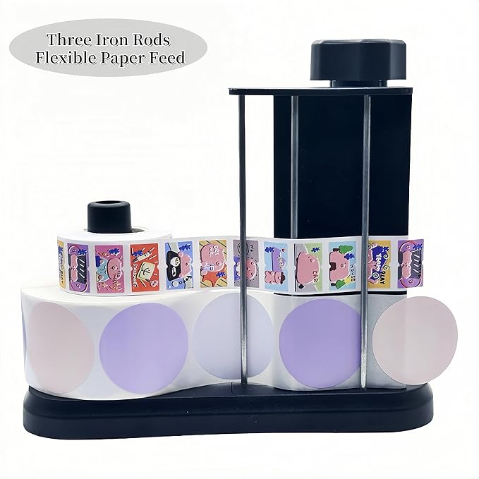 Manual Label Sticker Roll Dispenser,Adjustable Tabletop Label Dispenser for Rolls of Sticker Labels,Multi Use Sticker Holder Organizer Stand in Classroom, Business, Home
