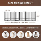6 Panels Full Metal Freestanding Dog Gates with Door, 120” W x 32” H Folding Pet Gate Fence with Support Feet for Indoor,Stairs, Hallways and Doorways(Black)