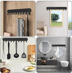 2 Pack Key Holder for Wall,Key Hooks with 10 Hooks,Key Holder Wall Mount Self Adhesive, Key Rack for Wall No Drill for Living Room, Kitchen, Bathroom, Garage (Black)