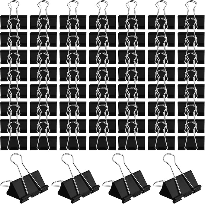 Large Heavy Duty Clips 2 Inch Black Extra Large Paper Clips Big Size Paper Clamps Metal Clips for Binder Clips Office and Home Supplies - 72 Pcs