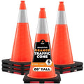Xpose Safety 28 Inch Orange Traffic Cones with 6" Collar - 6 Pack Multipurpose PVC Plastic Safety Cone for Parking, Soccer, Caution, Kids and Construction - DOT Approved