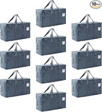 Moving Bags Heavy Duty Extra Large, Moving Boxes, Moving Supplies Essentials, Storage Bins with Lids, Plastic Packing Totes, Storage Bags for Clothes with Handles & Zippers(Grey, 10 Pack)