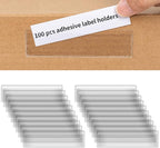 100 PCS 4 x 1 Inch Label Holders Adhesive Label Pockets, Self Adhesive Label Holders Clear Plastic Label Pockets, Clear Shelf Tag Storage Bin Labels for Supermarket Bookshelf, Mailbox, and Business