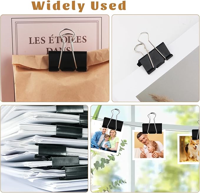 Large Heavy Duty Clips 2 Inch Black Extra Large Paper Clips Big Size Paper Clamps Metal Clips for Binder Clips Office and Home Supplies - 48 Pcs