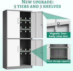 Letaya Metal Storage Cabinet with Lock Door, Adjustable Shelf Steel Cabinets for Office, Home,Pantry,Kitchen,Garage Utility Cabinet (4 Door-White&Gray)