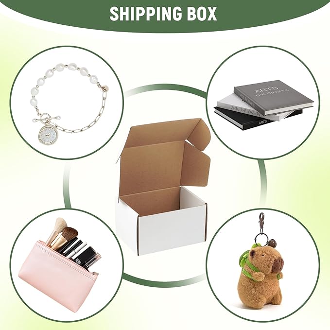 7"x5"x4" Shipping Boxes Set of 2, White Corrugated Cardboard Box Literature Mailer