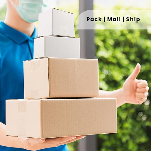 Golden State Art 10x7x5 Inches White Shipping Boxes 28 Pack, Corrugated Cardboard Box for Small Business Mailing Shipping and Storage