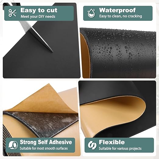 FONUNO Foam Padding Sheets with Adhesive Foam Insulation Neoprene Sheets Closed Cell Insulation Neoprene Rubber Roll for Gaskets Liner Crafts DIY Projects, Black, 12" Wide x 118" Long x 1/16" Thick