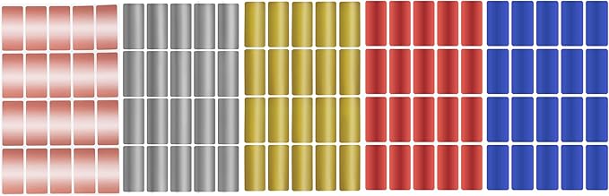Metallic Stickers 1.57 inch x 0.75 inch Small Color-Coding Labels in 5 Metallic Colors Tags (40mm x 19) - 100 Pack by Royal Green
