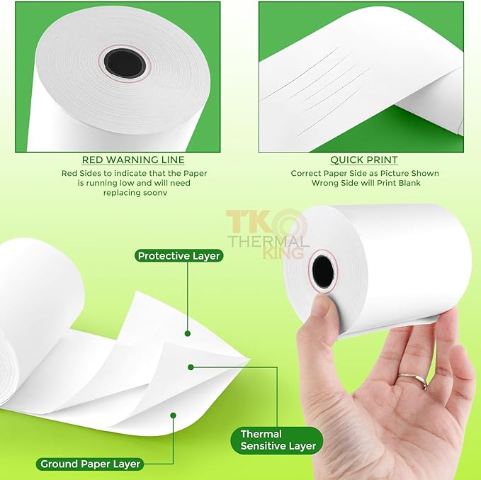 (30 Rolls) 3 1/8" x 190' Thermal Paper, POS Receipt Paper for Retail Business Cash Register, Fits Most Credit Card Terminal