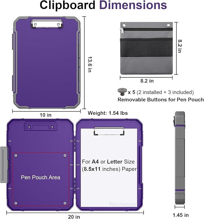 Thicker Clipboard with Storage, Internal Pen Pouch Included, A4 / Letter Size, Toughest Construction Clipboard with Waterproof, Heavy Duty Clip Boards 8.5x11 with High Capacity for Office