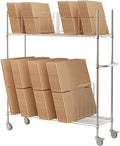 Commercial Wire Carton Cart, 60" x 18" x 69", 2-Tier Wire Carton Stand Unit, 400Lb Floor-Standing Storage Cart with Wheels & Handle, Box Rack for Home Supermarket Warehouse