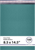 Green Poly Bubble Mailers 8.5x14.5 inch #3 | Self Seal Padded Envelopes | Cushioned Bubble Mailer | Usable Size 8.5x13.5 | WaterProof | Lightweight mailing Shipping Bags | 100 Pack Bulk