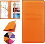 Car Registration and Insurance Holder, Premium Pu Leather Vehicle Glove Box Organizer - for Driver License, Cards & Essential Documents (L-Orange)