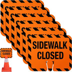 6 Pcs Plastic Sidewalk Closed Sign Bulk for Traffic Cones Top Road Warning Signs 10.4" Height x 12.6" Width x 0.05" Thickness for Outdoor Barricade Construction Caution