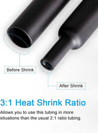 MILAPEAK 300 PCS Heat Shrink Tubing Kit - 3:1 Ratio Adhesive Lined, Marine Grade Shrink Wrap - Automotive Industrial Heat-Shrink Tubing - Black, Red