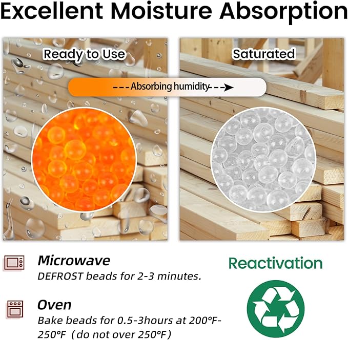 [22.5 LBS] Orange Premium Indicating Silica Gel Beads (Industry Standard 3-5 mm) - Reusable Desiccant Beads Silica Gel Dehumidifier