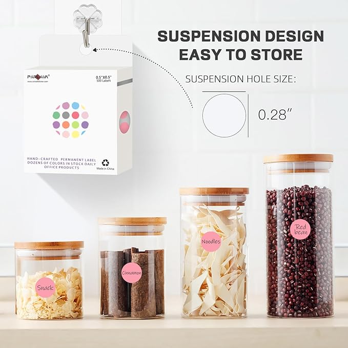 PARLAIM 1/2 Inch Round Adhesive Color-Code Dot Stickers,500 Stickers Inventory Dots Label in Dispenser Box,Pink Circle Coding Labels for Office Home(Pink)