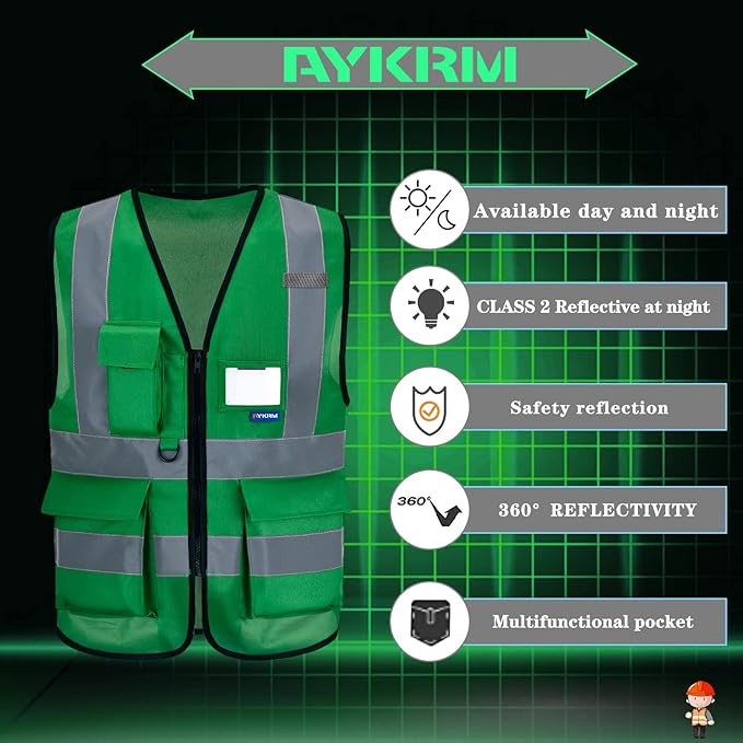 A-SAFETY 6XL 7XL 8XL plus size green safety vest big and tall