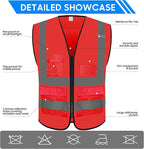Reflective Safety Vest for Men Women with 5 Pockets and Zipper Front High Visibility Construction Vest Meets ANSI/ISEA Standards