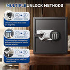 BlackSmith Biometric Handgun Safe 1.8 Cub Home Safe Quick Access Fingerprint Security Lock Box for Money Firearm Valuables with Dual Alarm System Fireproof Bag and Removable Shelf, Black