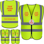 BeautyWill Custom Safety Vest Customized Logo Class 2 High Visibility Reflective Vest with Pockets Construction workwear