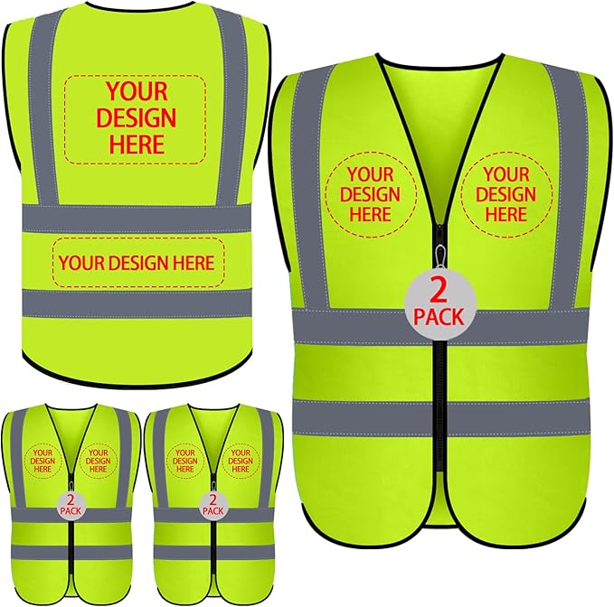 BeautyWill Custom Safety Vest Customized Logo Class 2 High Visibility Reflective Vest with Pockets Construction workwear