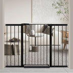 Fairy Baby 38" Extra Tall Baby Gate for Stairs Doorways, 48.9"-54.3" Adjustable Width Pet Dog Gate, Metal Pressure Mounted Auto Close Safety Child Gate for Kids Pets No Drilling, Black