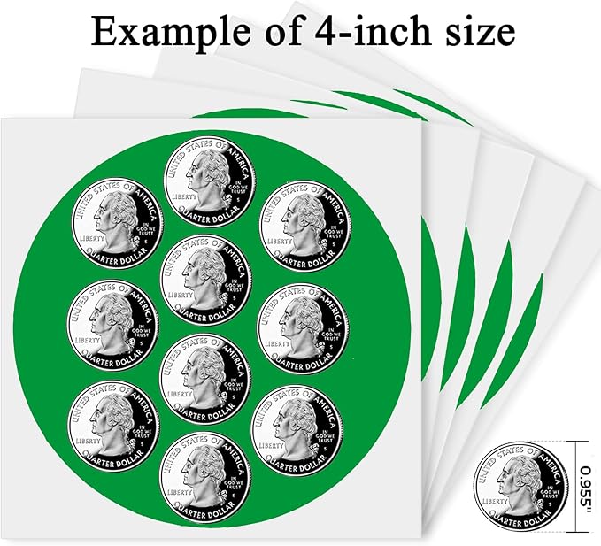 4 Inch Large Green Circle Thermal Labels, Self-Adhesive Round Inventory Stickers, Multi-Purpose Round Roll Thermal Printing Stickers for Business and Domestic Use-300 Labels/Roll