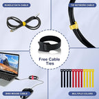 Neoprene Cable Management Sleeve 10ft (120 inch) - 1.5 inch, Velcro Cuttable Cord Organizer, Split Wire Loom Tubing Reversible Cord Protector for TV USB PC Ethernet Cable Hider Protect Pets Kids