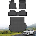Hutisya-Floor Mats & Cargo Liner Set Fit for Genesis GV80 (Only fit 5 Seats) 2021-2025 All Weather Protection Anti-Slip & Durable TPE Full Set Liners Automotive Accessories-Black