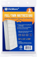 VICMORE 2 Pack Full/Twin Mattress Bags for Moving, Storage & Disposal – Clear Heavy-Duty Plastic Covers, Tear-Resistant & Dustproof, Recyclable (Fits Full XL/Twin XL Beds)