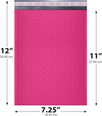 Hot Pink Poly Bubble Mailers 7.25x12 inch #1 | Self Seal Padded Envelopes | Cushioned Bubble Mailer | Usable Size 7.25x11 | WaterProof | Lightweight mailing Shipping Bags | 100 Pack Bulk