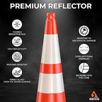 GECCO ™ (8 Pack) 36 Inch 10 Lb Heavy Tall Orange Traffic Cones Set | Large Safety Cones, Orange Cones, Parking Cones, Construction Cones, Road Cones | PVC Plastic & Black Base - [PRO Series]