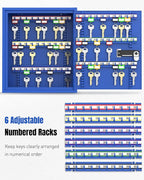 Uniclife 60 Keys Key Lock Box with Code, Wall Mount Key Box, Key Cabinet with Key Racks and Tags, Lock Box for Keys, Key Lockbox, Key Storage Box for Home Office & Company, Blue