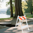 Type I Foldable Traffic Barricade, 1 Pack Folding Road Safety Sign with 8"x24" Top Panel with Film and 6"x24" Bottom Panel, Construction Warning Barrier
