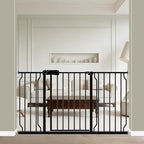 WAOWAO Baby Gate 52.76-57.48" Extra Wide Pressure Mounted Walk Through Swing Auto Close Safety Black Metal Toddler Kids Child Dog Pet Puppy for Stairs,Doorways,Kitchen