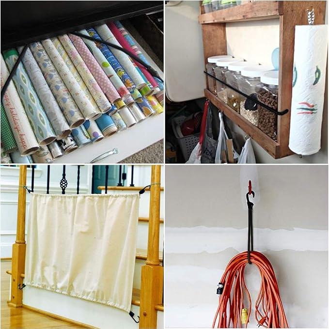 ZHOUBIN 72 Inch Black Bungee Cords with Hooks Heavy Duty, 1 Pcs
