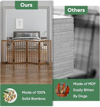 Dog Gates for Doorways, Tall Dog Gate Indoor, Foldable Pet Gates for Doorways Bedroom, Freestanding Puppy Gate with Metal Support Feet, Room Divider 4 Panels (Walnut)