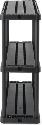 Gracious Living 3 Pack Light Duty Storage Shelves, Knect-A-Shelf 3-Shelf Ventilated Shelving Rack Organizer for Home, Garage, Basement, Laundry, Black