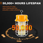 100W LED Temporary Work Light 15000lm Construction Lights 5000K Temp Light, Temp Work Lights Stainless Steel Guard Sturdy Hook Hanging for Outdoor Indoor High Bay Fixture Mine Workshop Jobsite