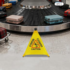 Caution Wet Floor Sign with Storage Tube 20 Inch Folding Commercial Wet Floor Pop Up Cones Slippery When Wet Sign for Restaurant, Supermarket, Restroom (8)