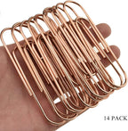 HAHIYO Paper Clips Sturdy 4 inches Length 14 Pack Paperclips Heavy Duty Tight Grip Rust Proof Reusable Metal Bright Rose Gold for Home Office School