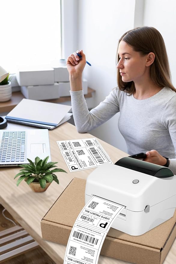 4x6 Thermal Labels, Razuvo Printable Shipping Labels for Direct Thermal Shipping Label Printer, 500 Pack Per Stack, Fanfold, White