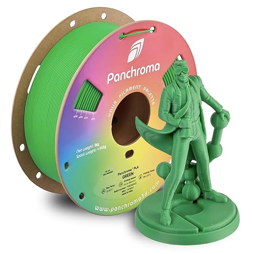 Panchroma PLA Green 3D Printer Filament, 1.75mm, 1kg Spool, Easy to Print, High Speed Printing, Tangle Free, AMS Compatible, Perfect for Toys, Decor, Miniatures, Models & Cosplay